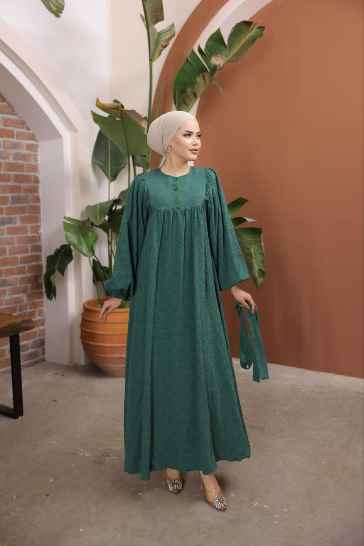 Women hijab maxi dress wholesale Green color 697415