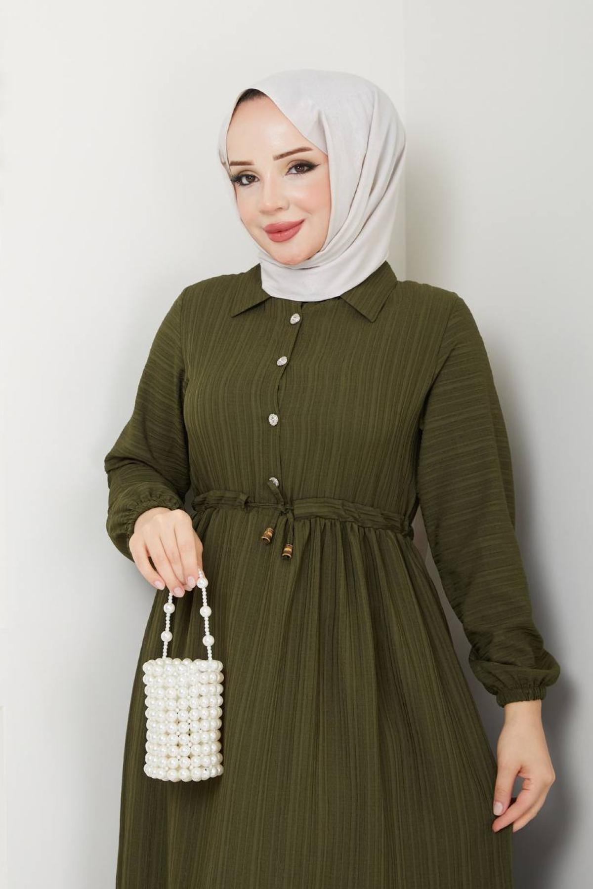 Women hijab maxi dress wholesale Khaki color 695748