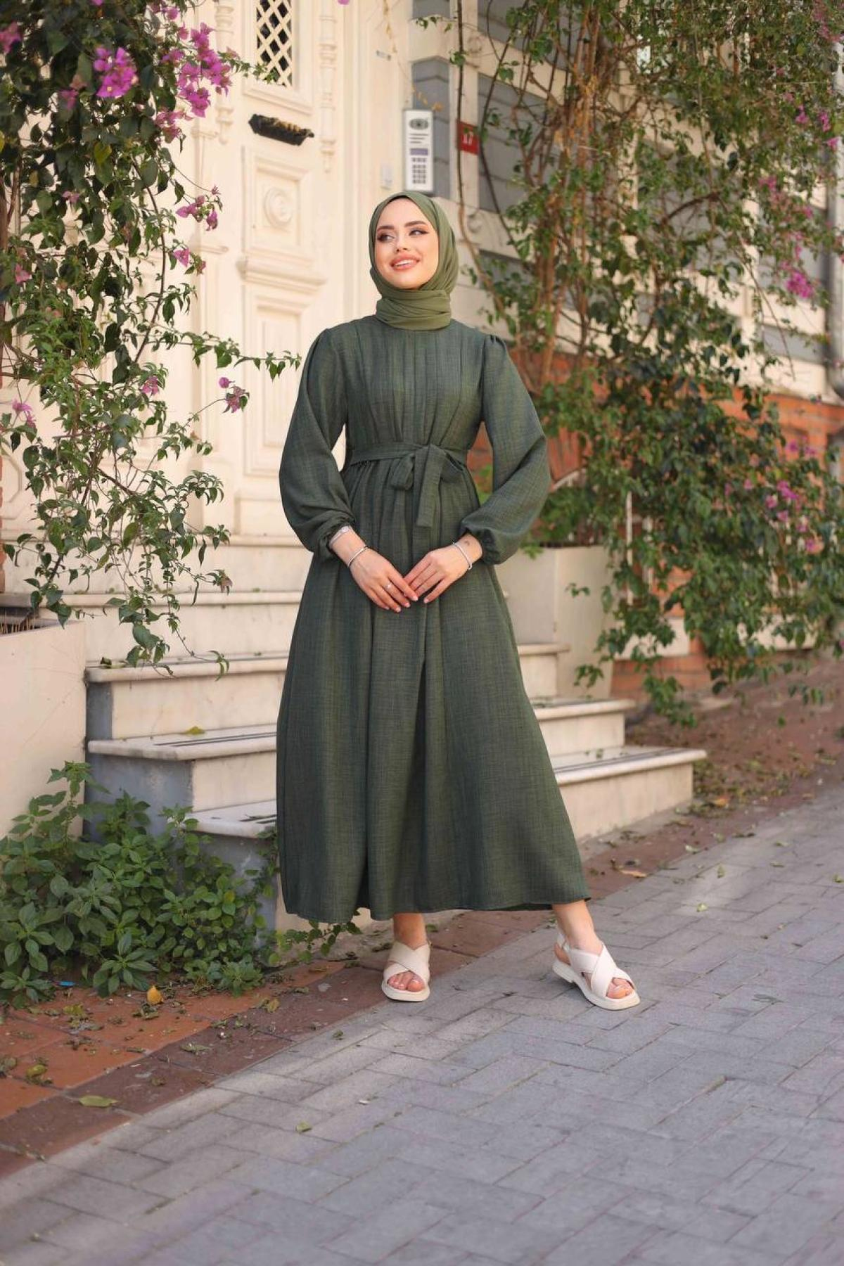 Women hijab maxi dress wholesale Khaki color 695656