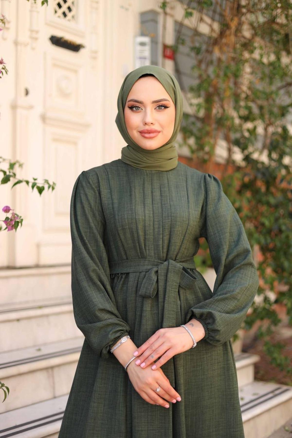Women hijab maxi dress wholesale Khaki color 695656