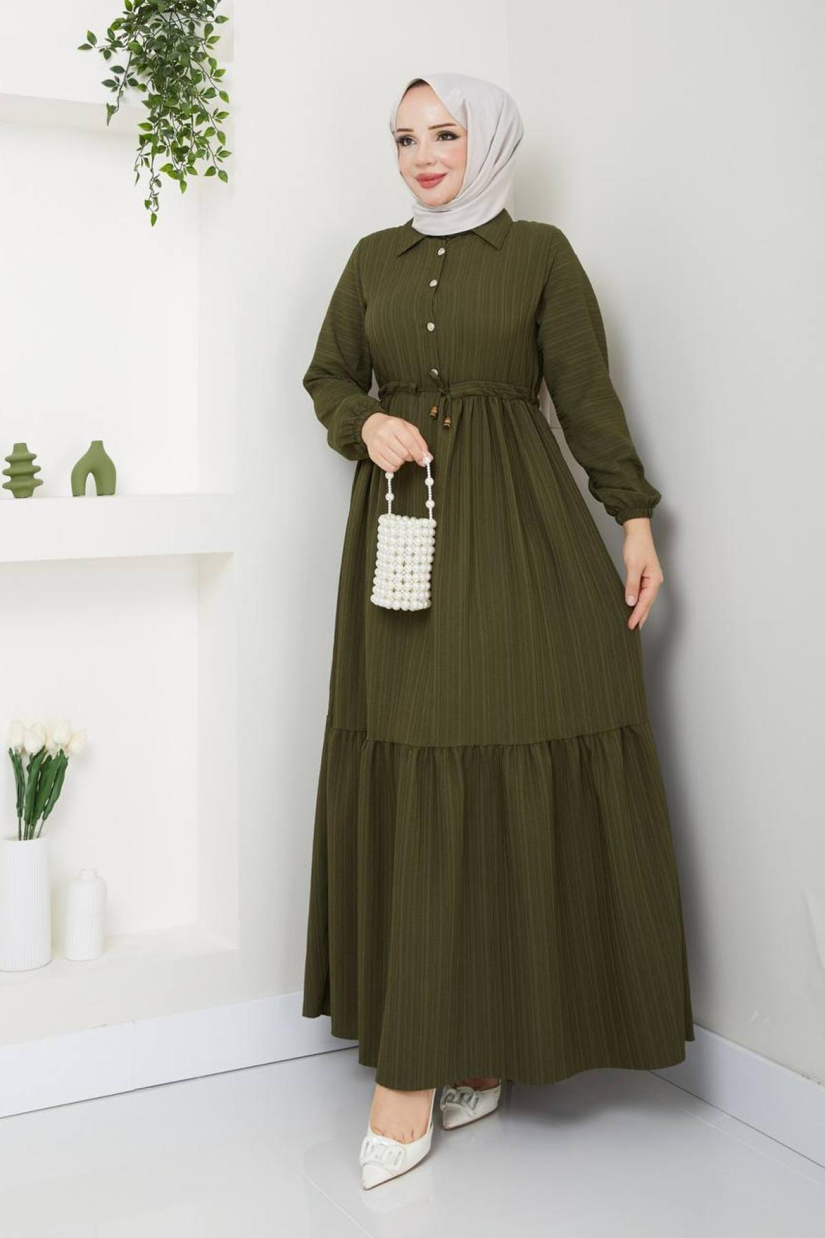 Women hijab maxi dress wholesale Khaki color 695748