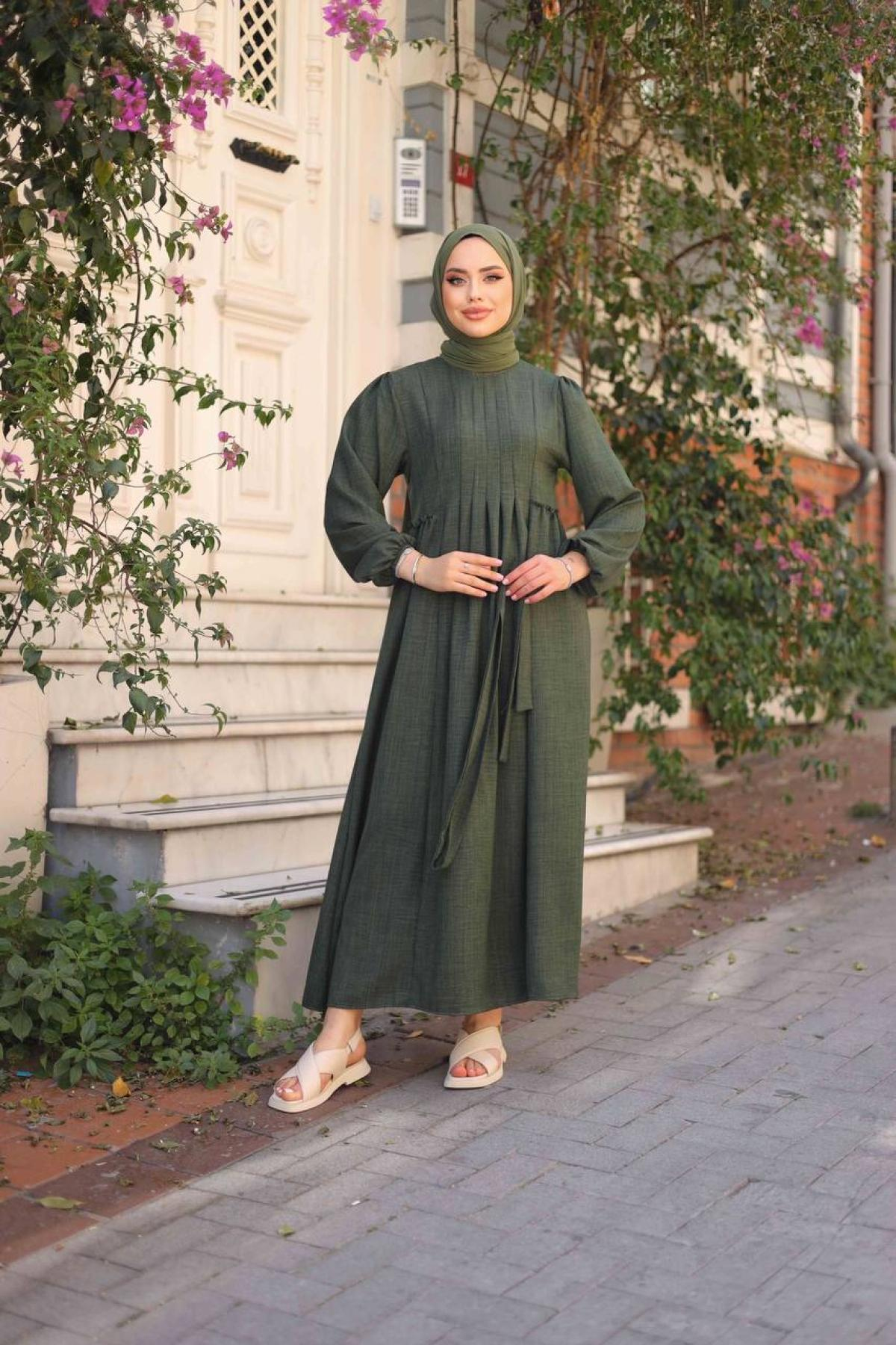 Women hijab maxi dress wholesale Khaki color 695656