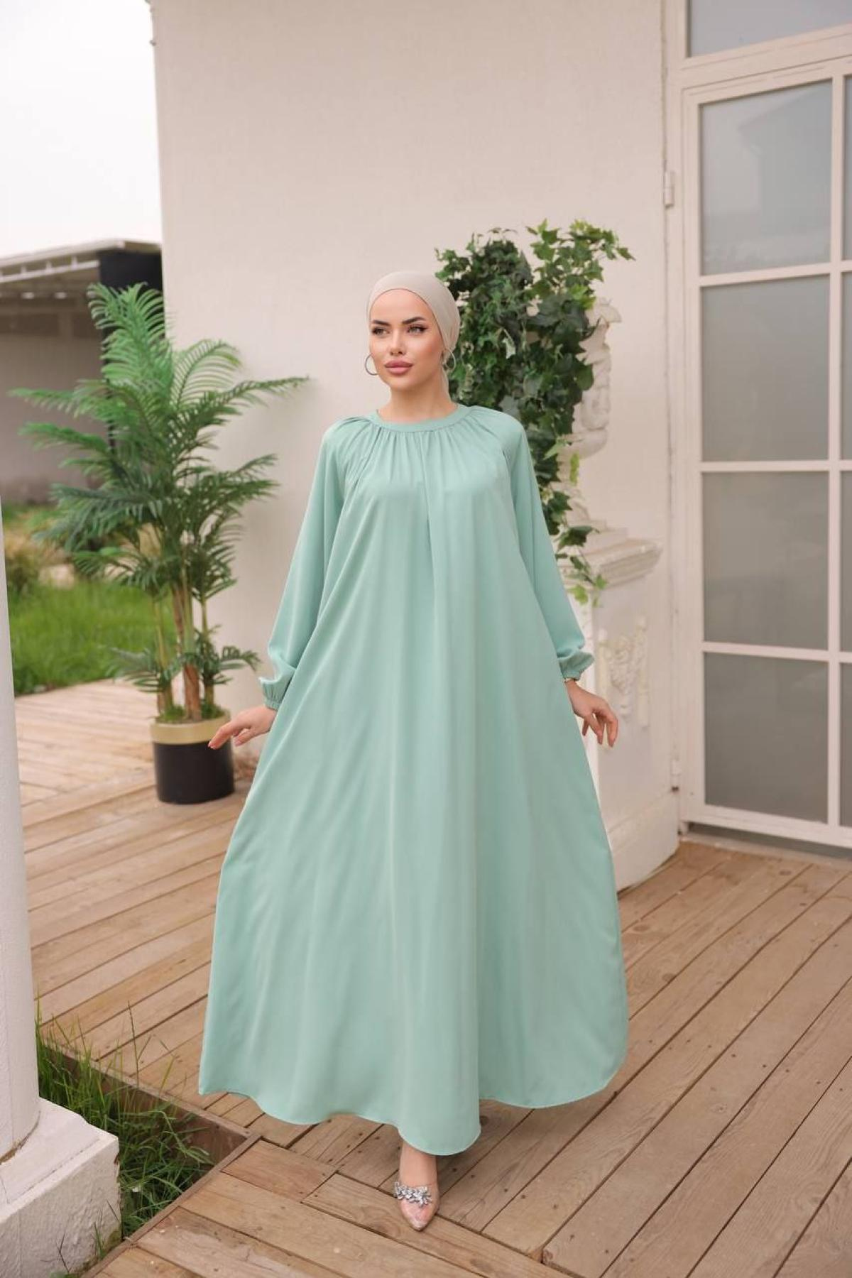 Women hijab maxi dress wholesale Light blue color 697458