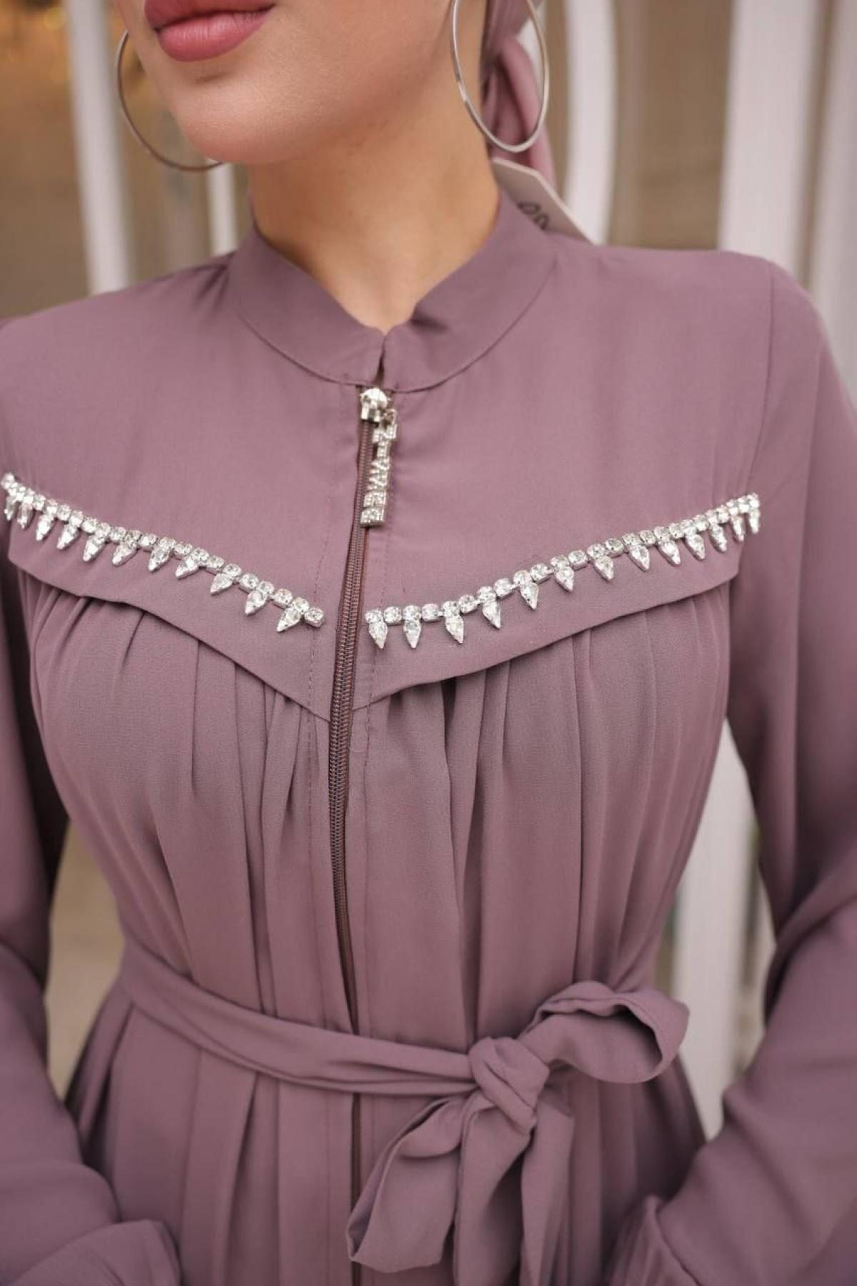 Women hijab maxi dress wholesale Light purple color 697402