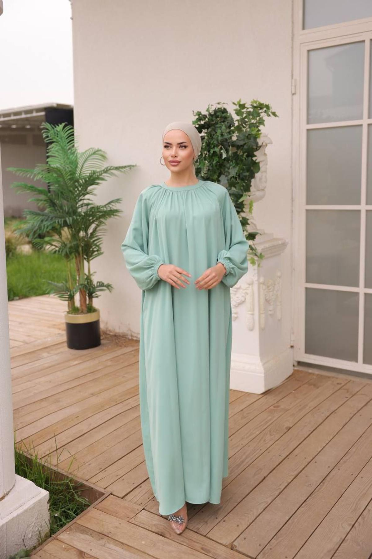 Women hijab maxi dress wholesale Light blue color 697458