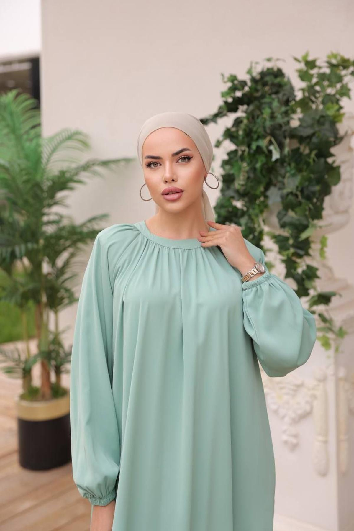 Women hijab maxi dress wholesale Light blue color 697458