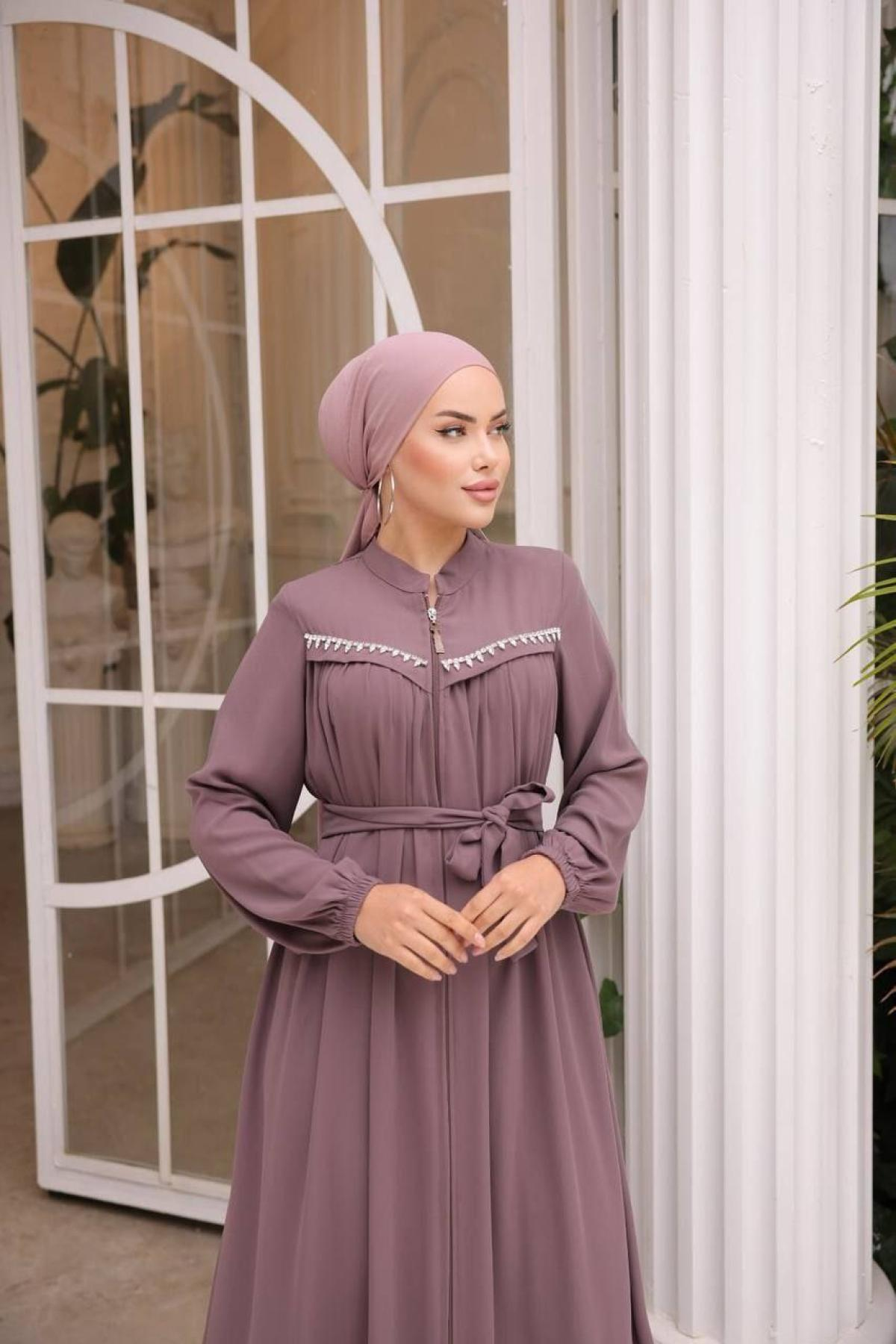 Women hijab maxi dress wholesale Light purple color 697402