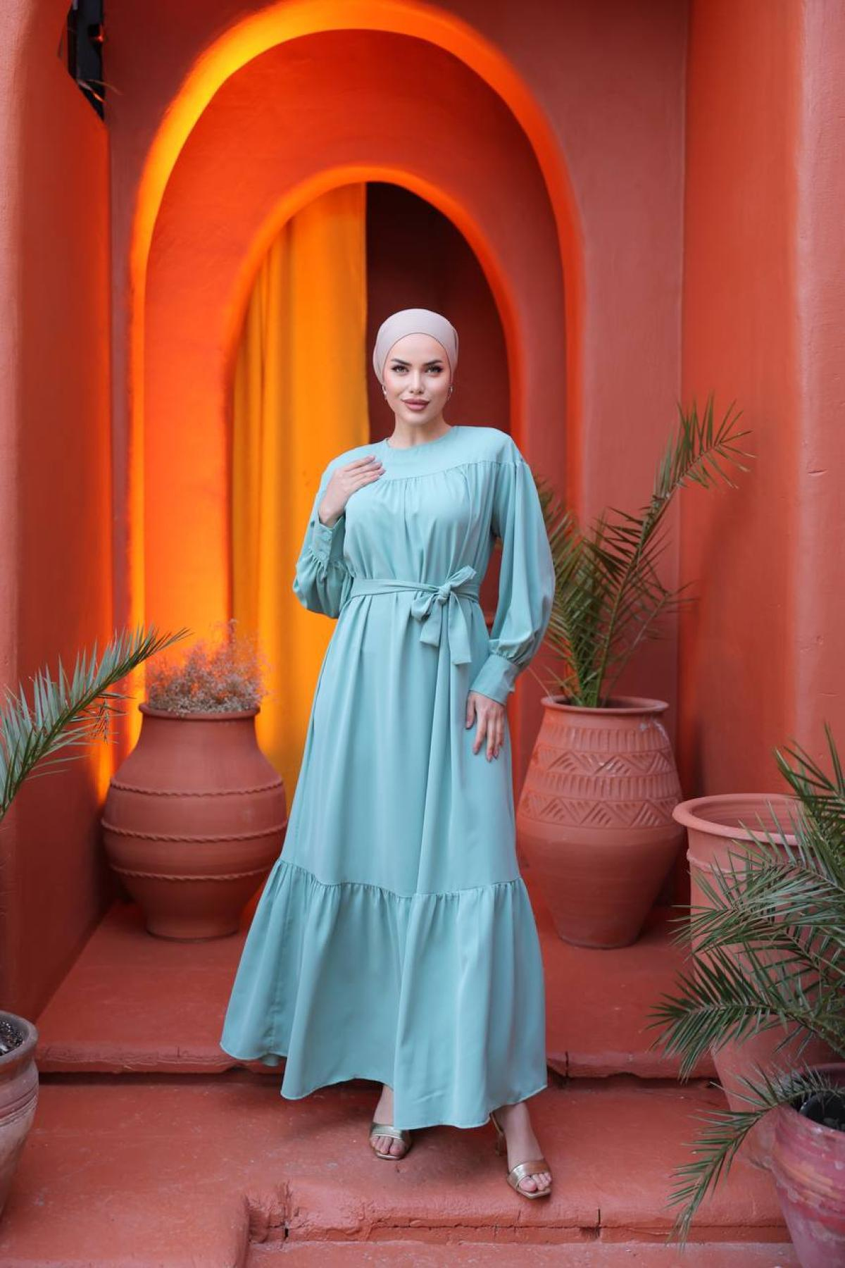 Women hijab maxi dress wholesale Light Blue color 695832