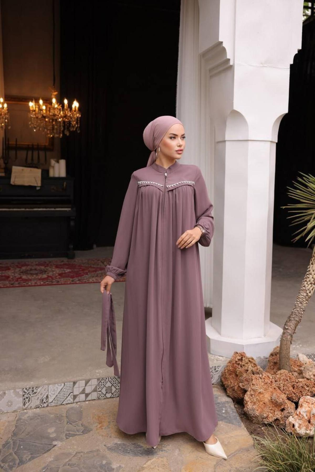 Women hijab maxi dress wholesale Light purple color 697402