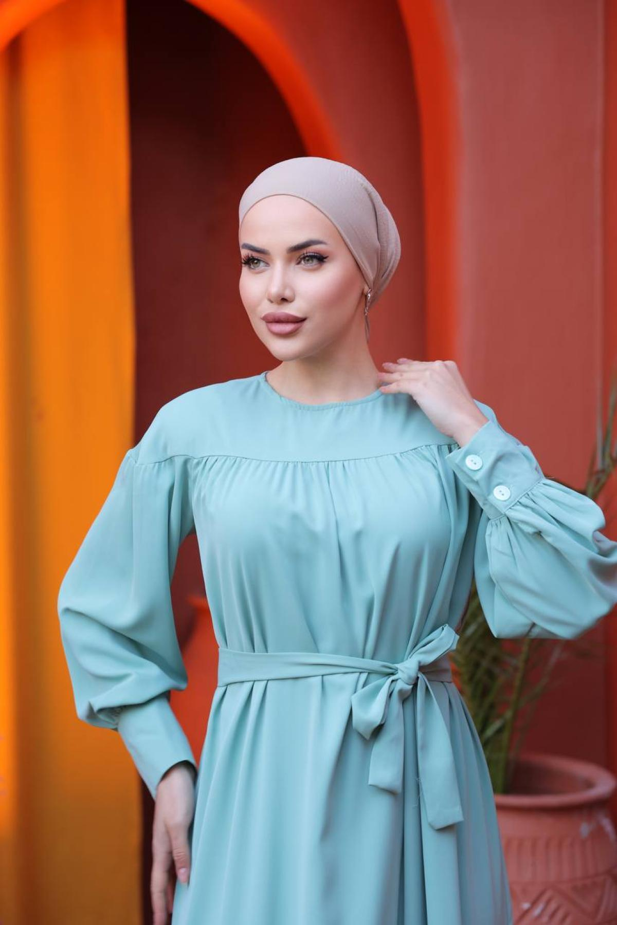 Women hijab maxi dress wholesale Light Blue color 695832