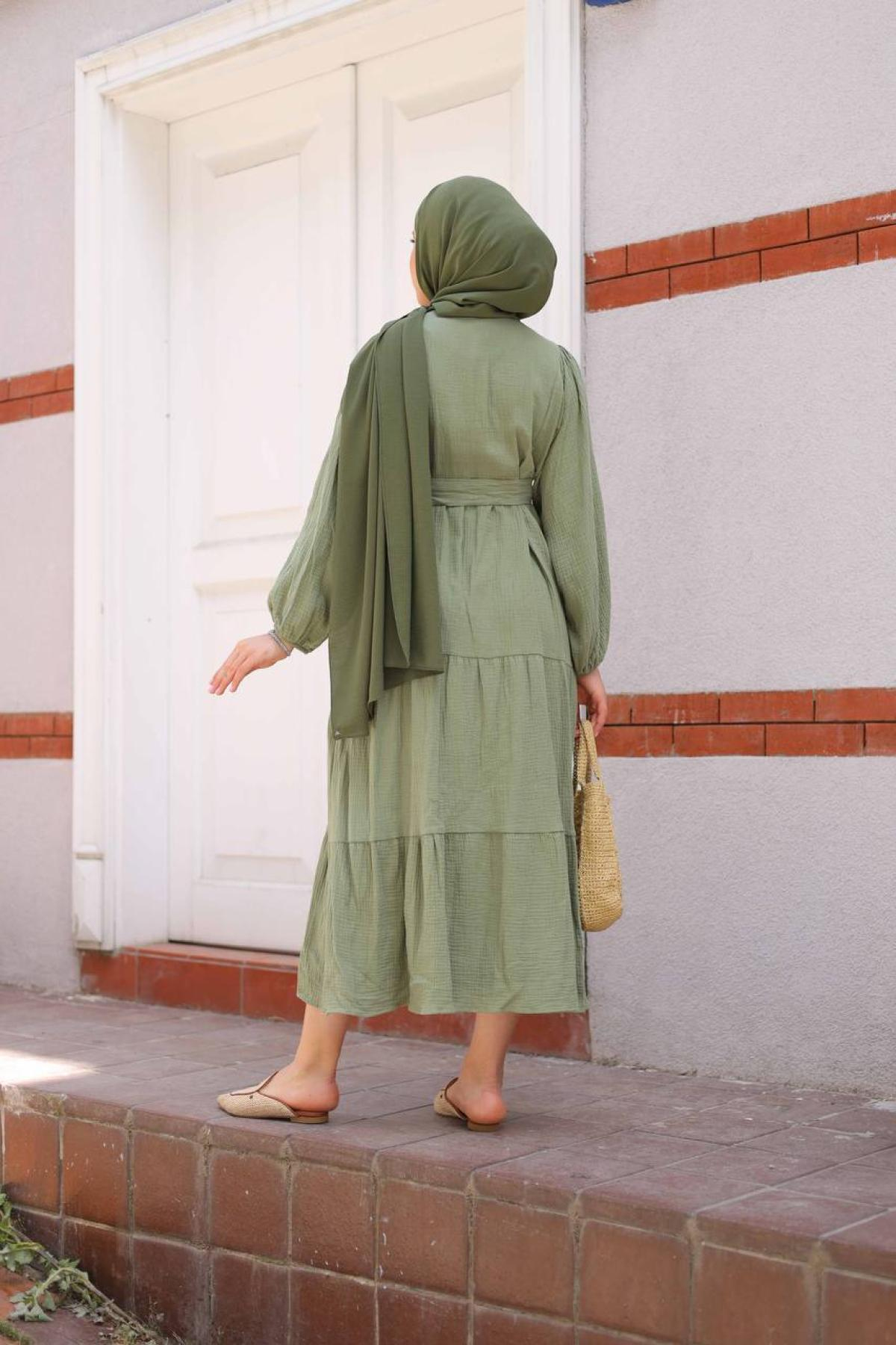 Women hijab maxi dress wholesale Menthol Green color 695665