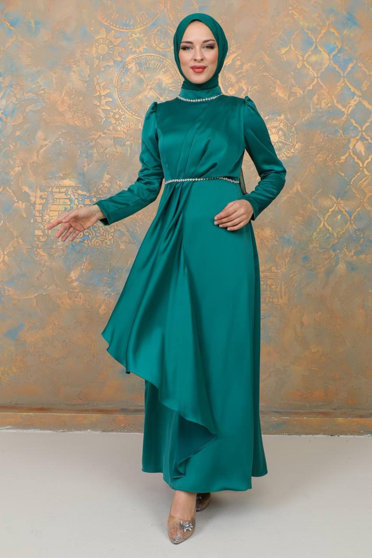 Women hijab maxi dress wholesale Mint color 695796