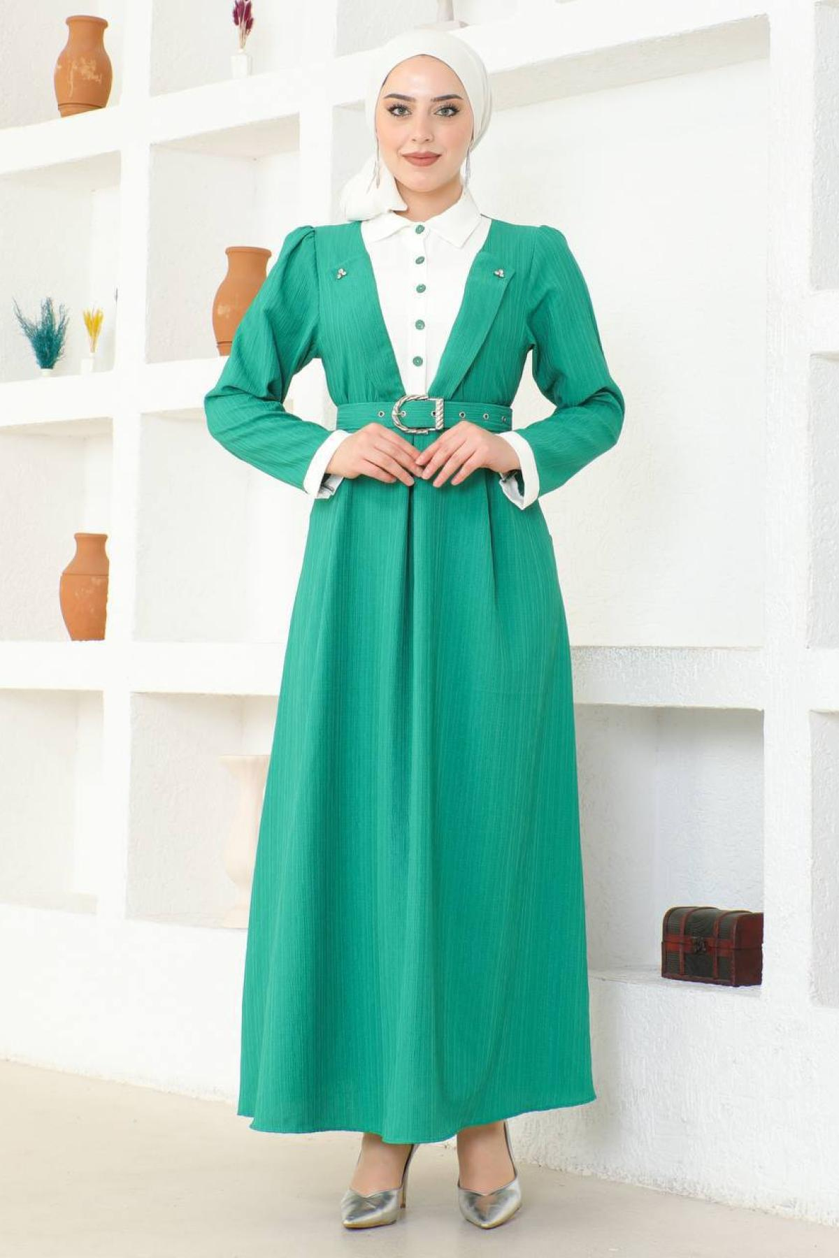 Women hijab maxi dress wholesale Mint color 695754