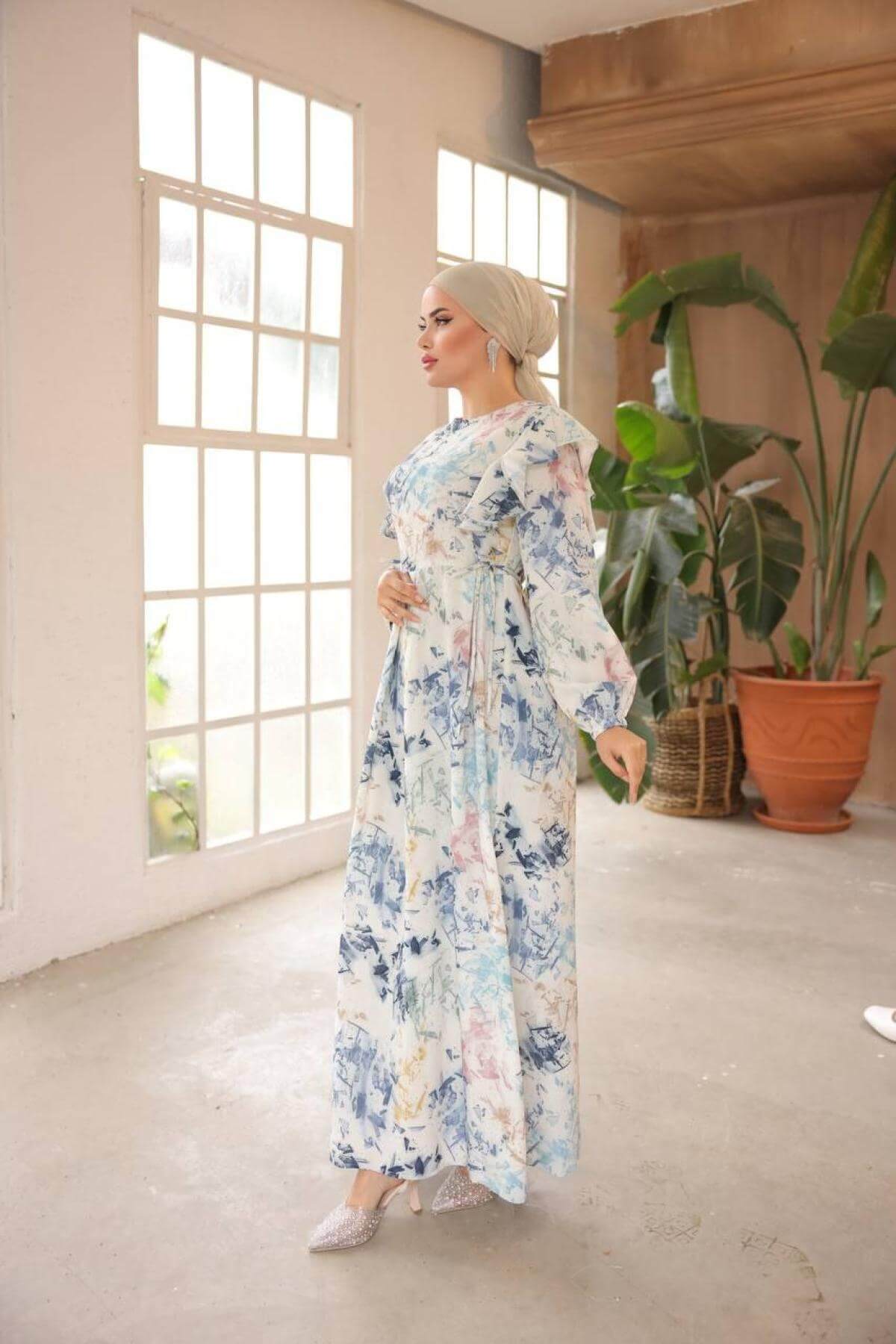 Women hijab maxi dress wholesale Multi color 697375