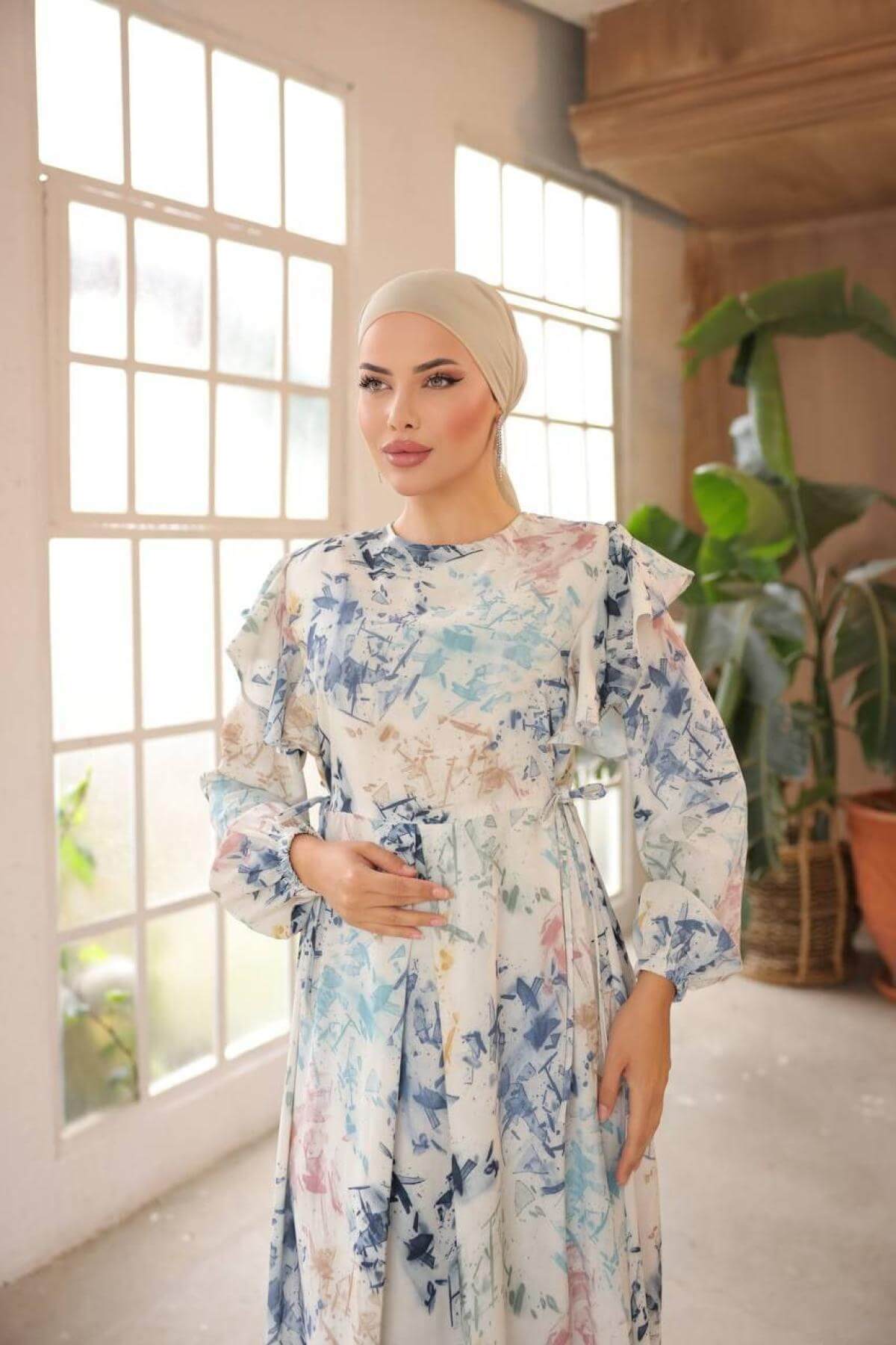 Women hijab maxi dress wholesale Multi color 697375