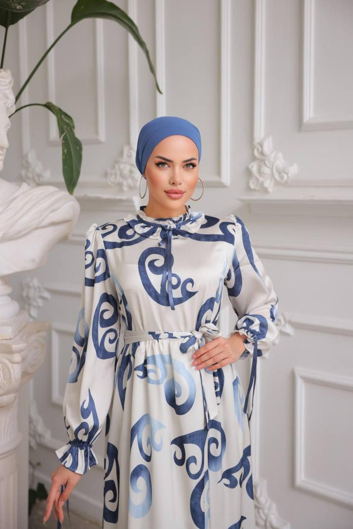 Women hijab maxi dress wholesale Navy color 697344