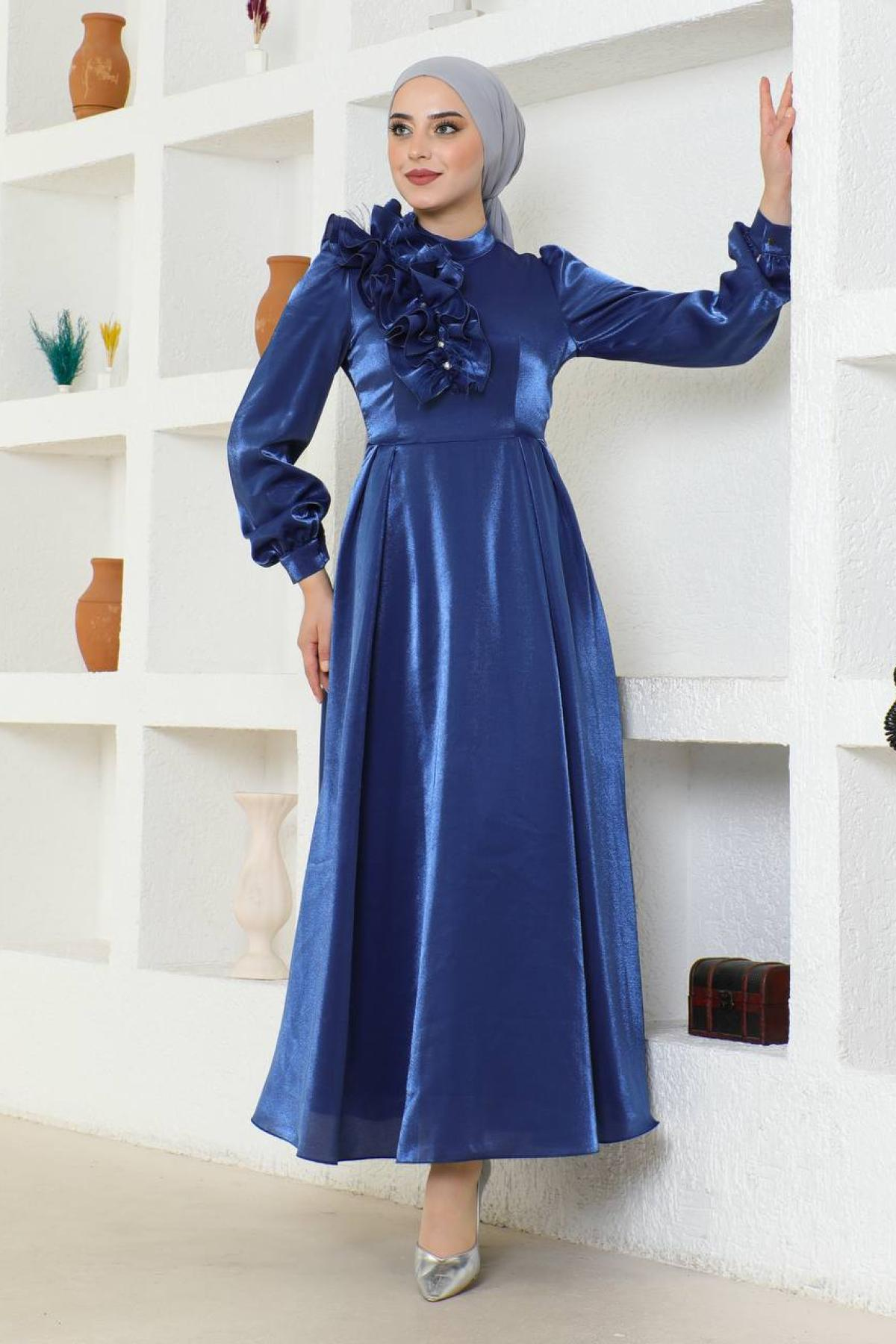 Women hijab maxi dress wholesale Navy color 695787