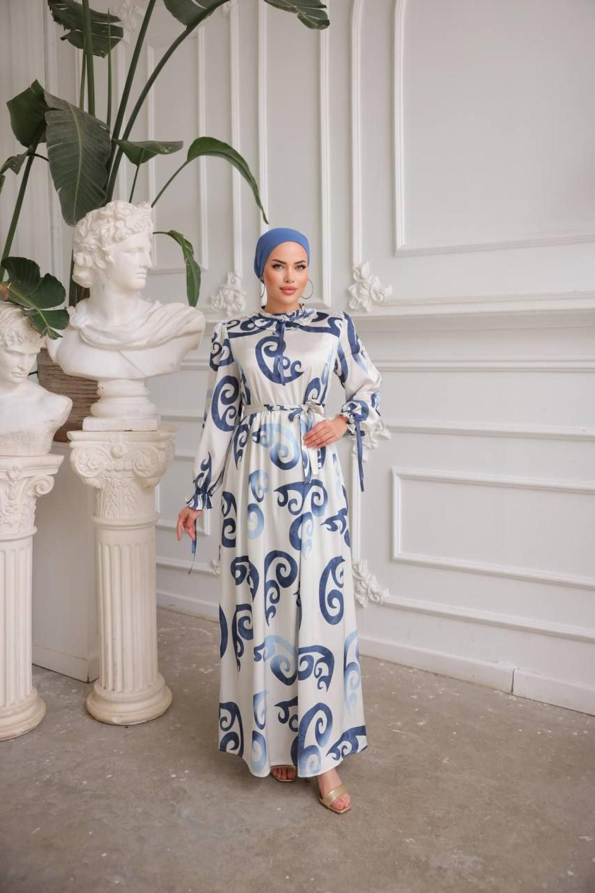 Women hijab maxi dress wholesale Navy color 697344
