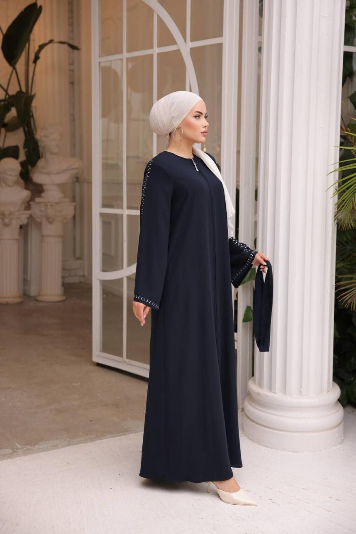 Women hijab maxi dress wholesale Navy color 697410
