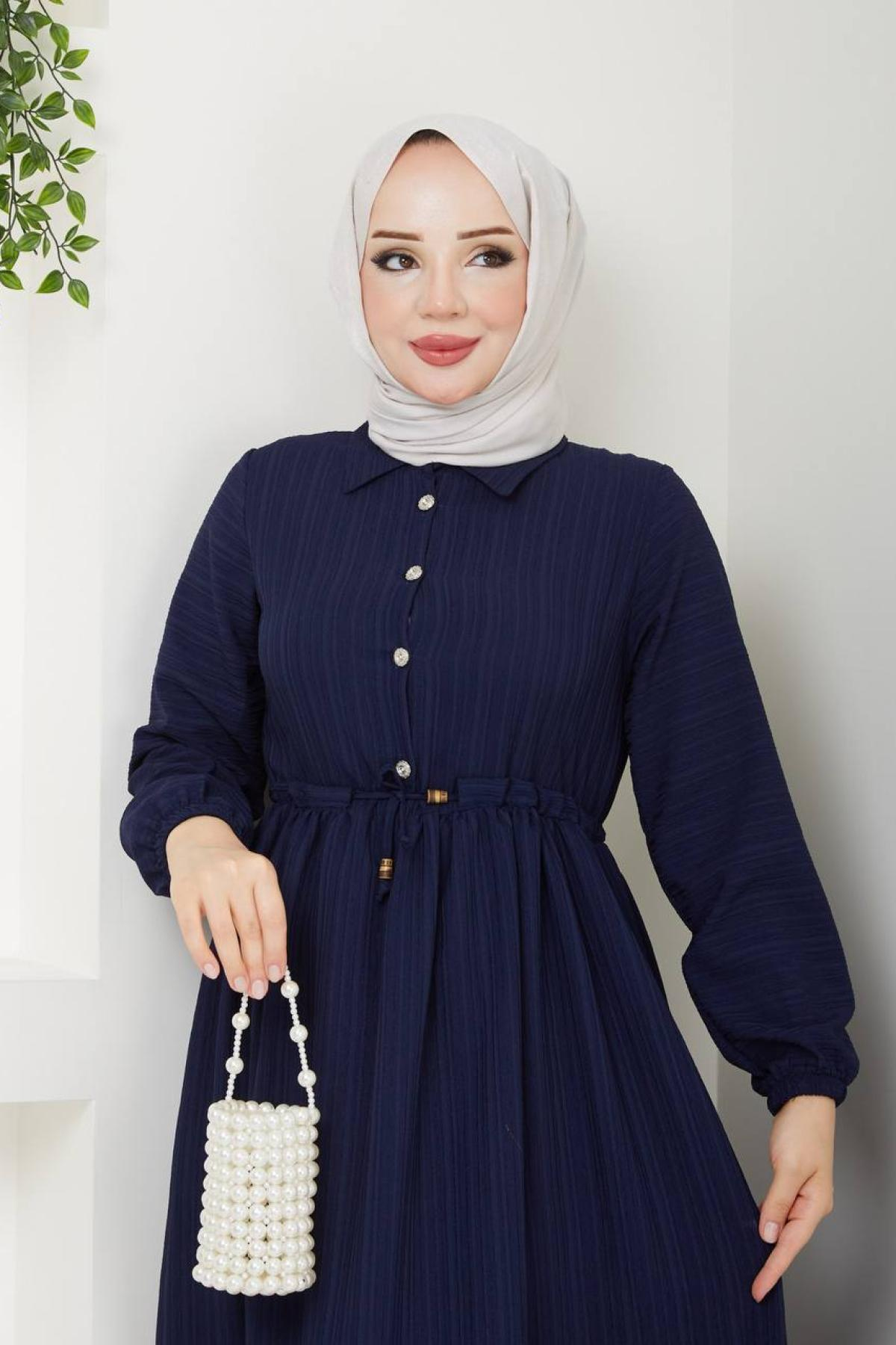 Women hijab maxi dress wholesale Navy color 695752