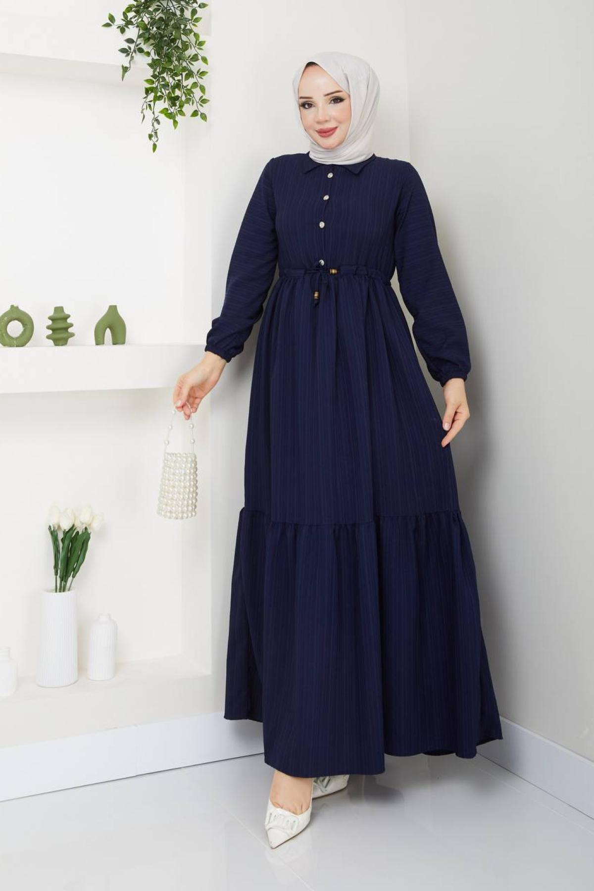 Women hijab maxi dress wholesale Navy color 695752
