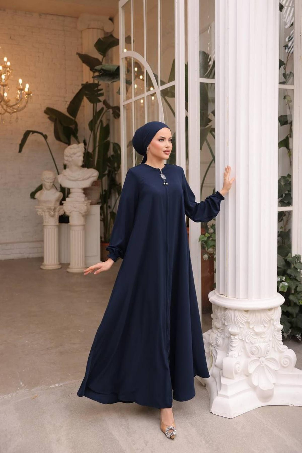 Women hijab maxi dress wholesale Navy color 697381