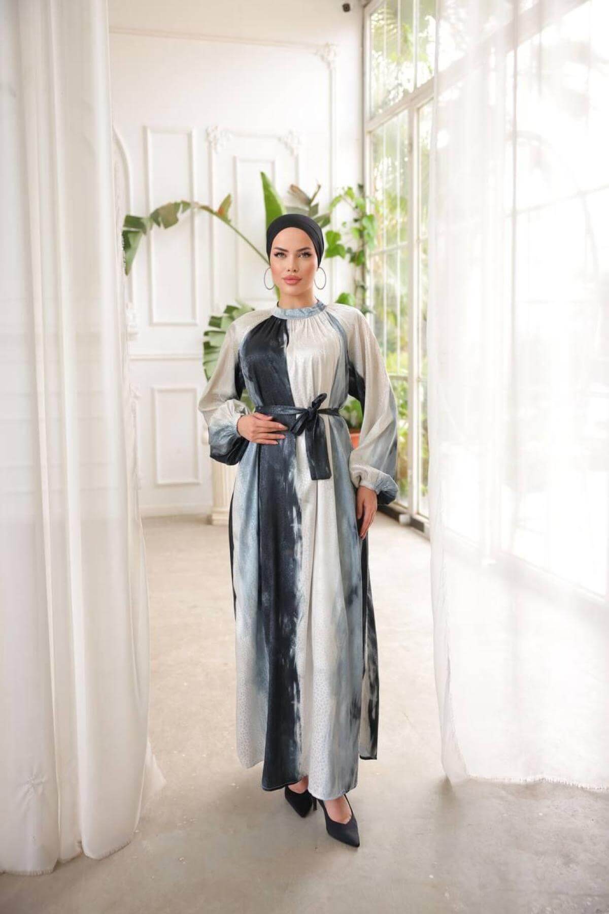 Women hijab maxi dress wholesale Navy color 697332
