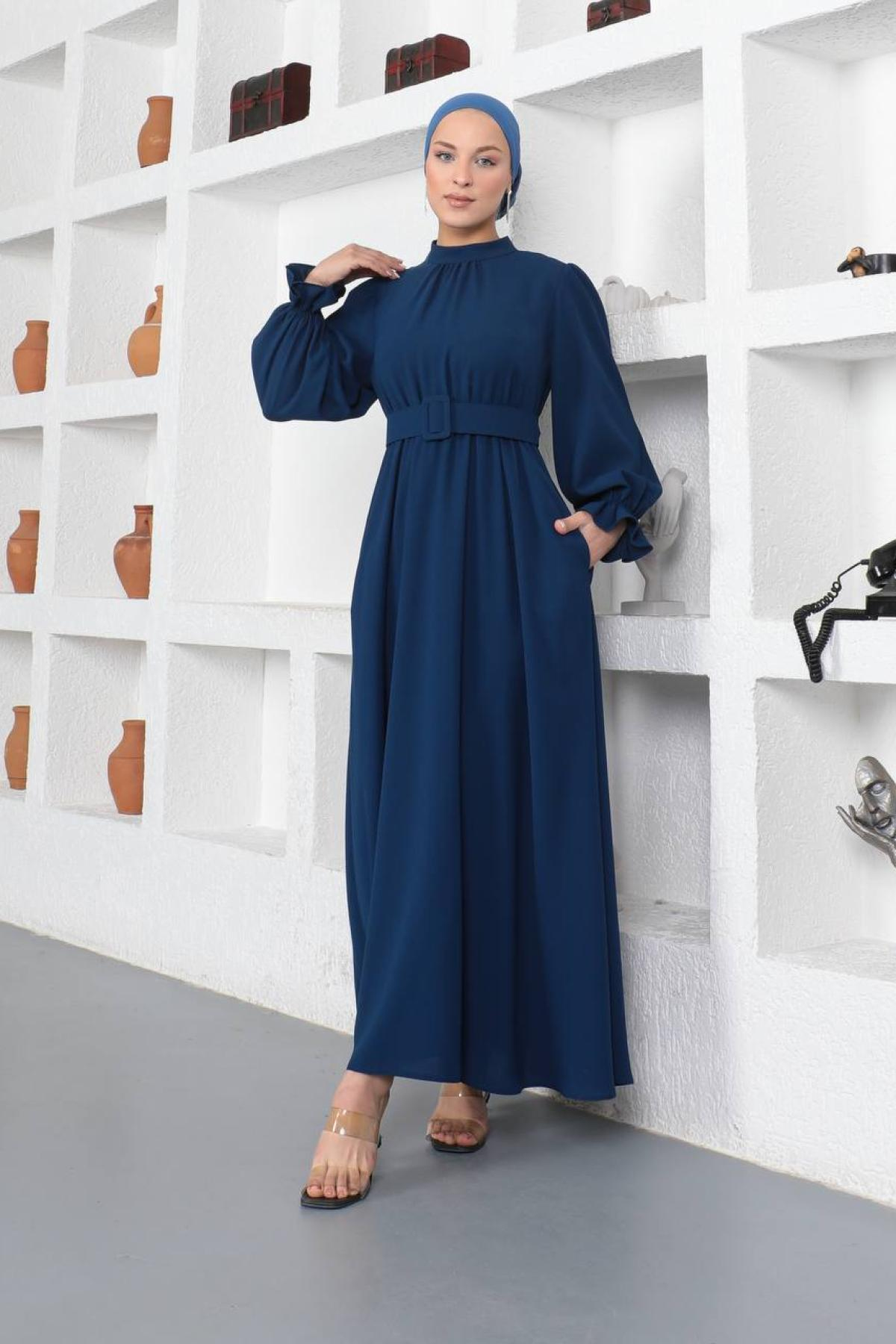 Women hijab maxi dress wholesale Navy color 696154