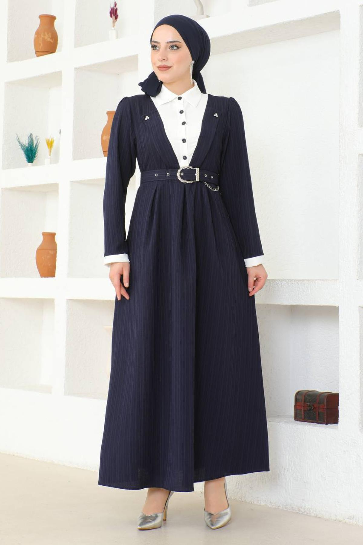 Women hijab maxi dress wholesale Navy color 695759
