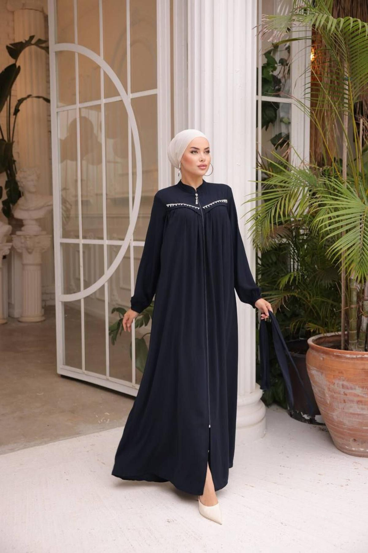 Women hijab maxi dress wholesale Navy color 697403