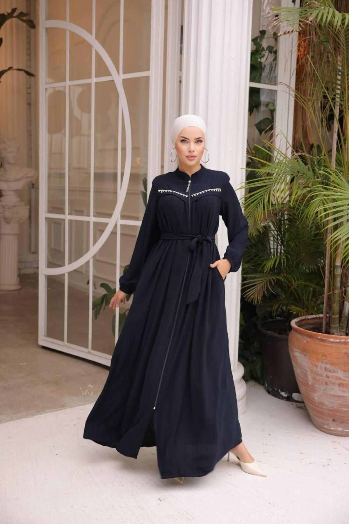 Women hijab maxi dress wholesale Navy color 697403