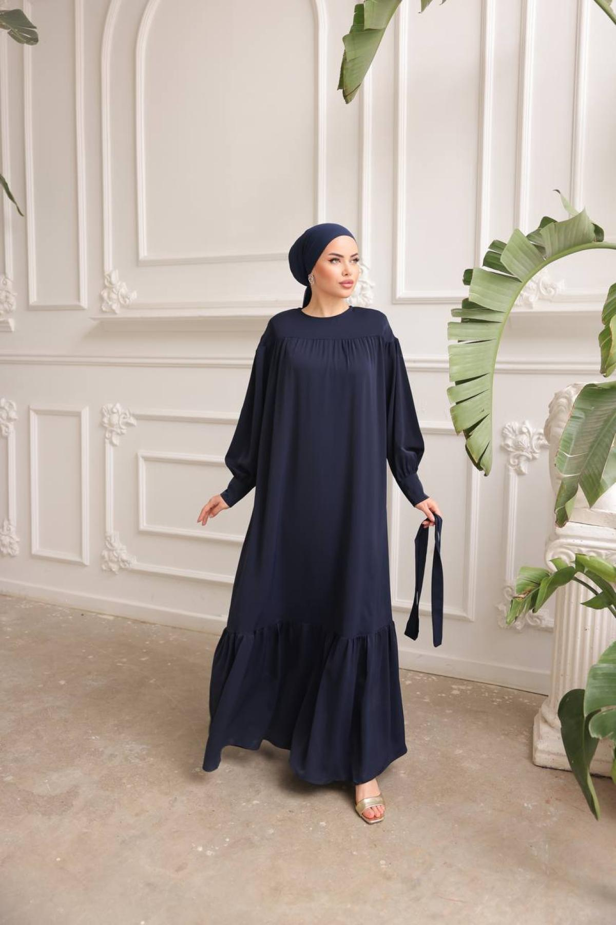 Women hijab maxi dress wholesale Navy color 695835