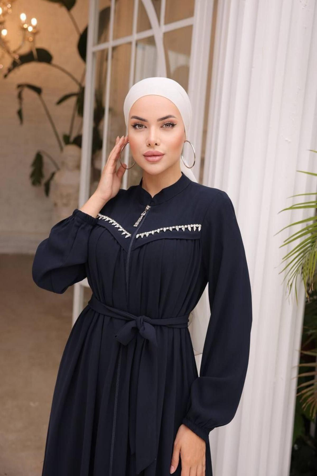 Women hijab maxi dress wholesale Navy color 697403
