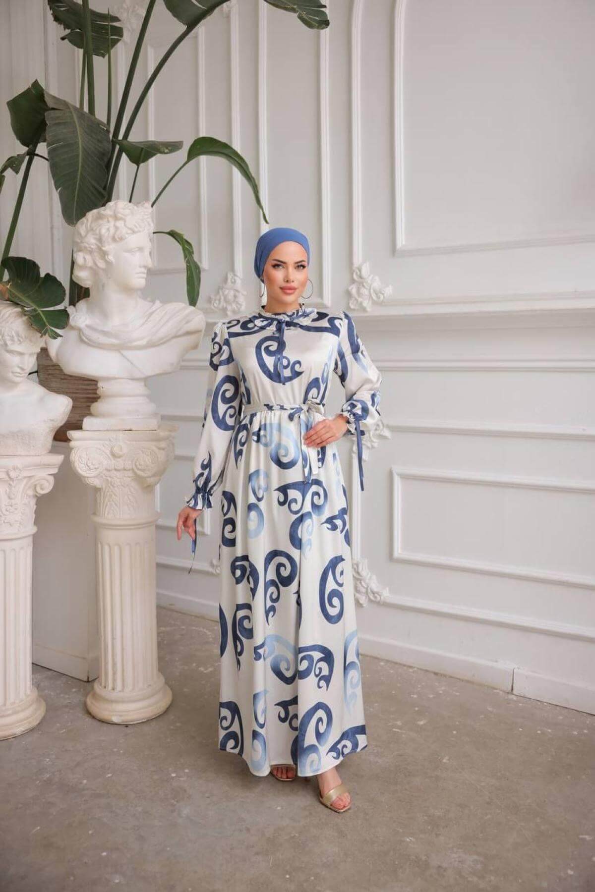 Women hijab maxi dress wholesale Navy color 697344