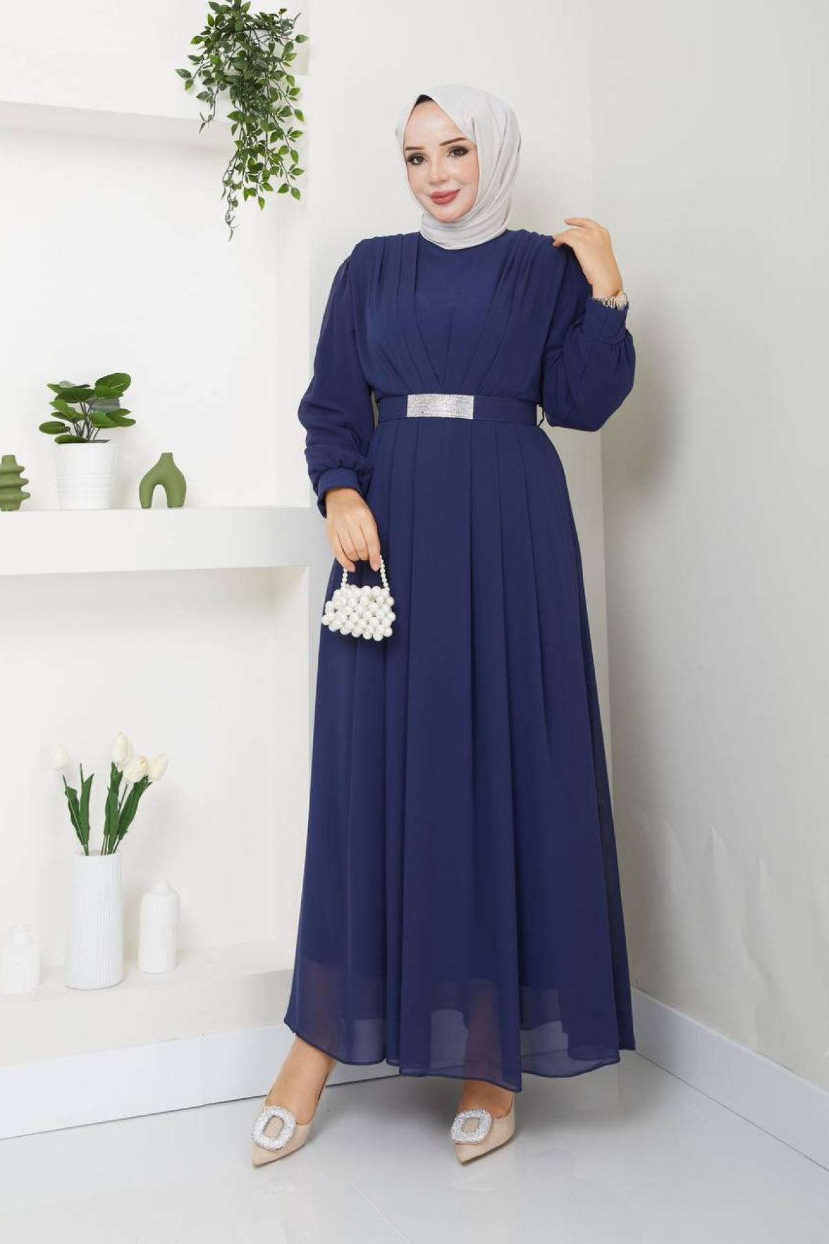 Women hijab maxi dress wholesale Navy color 696140