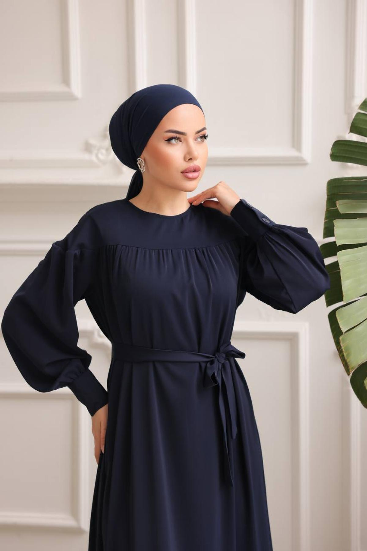 Women hijab maxi dress wholesale Navy color 695835