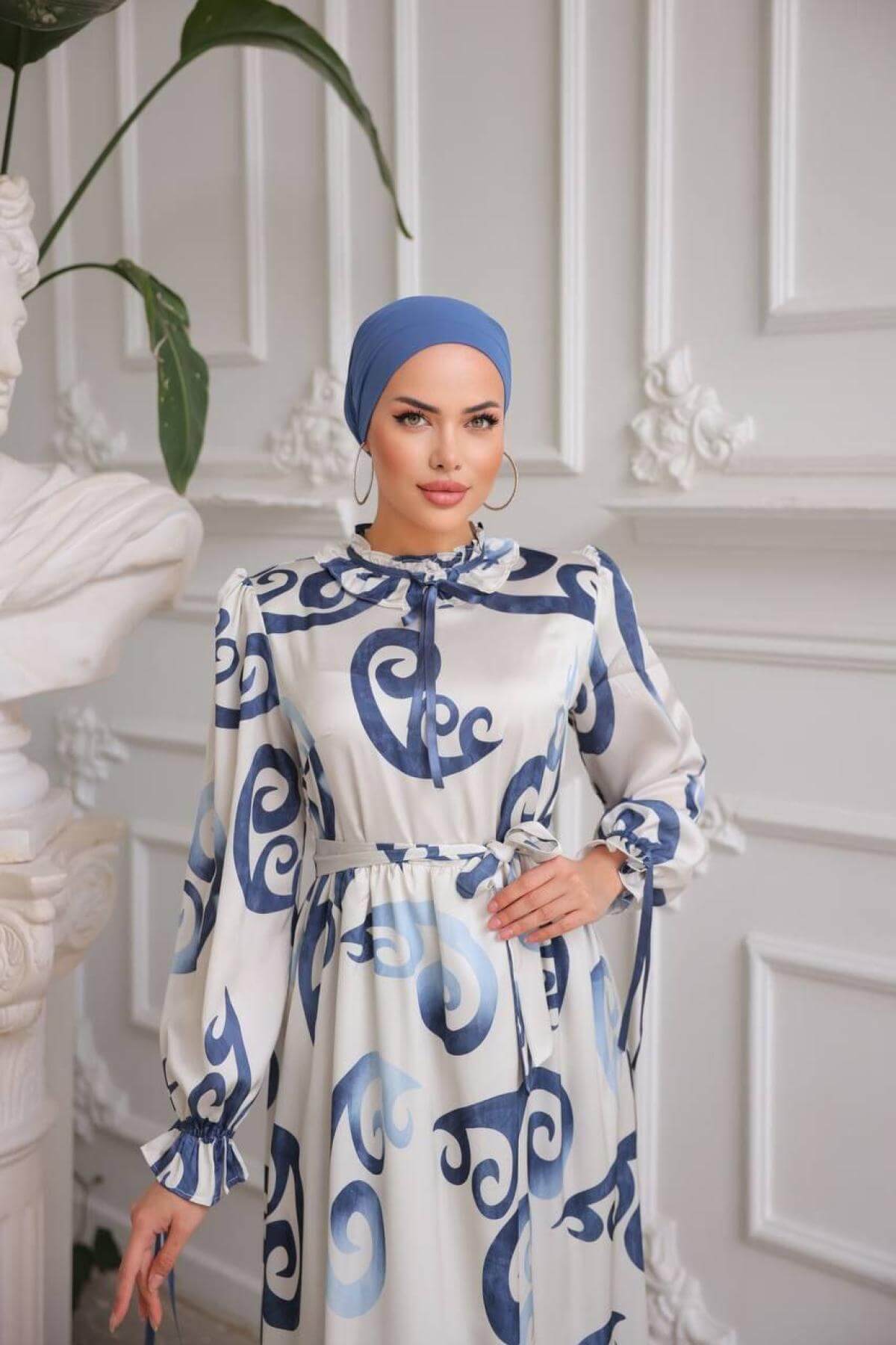 Women hijab maxi dress wholesale Navy color 697344
