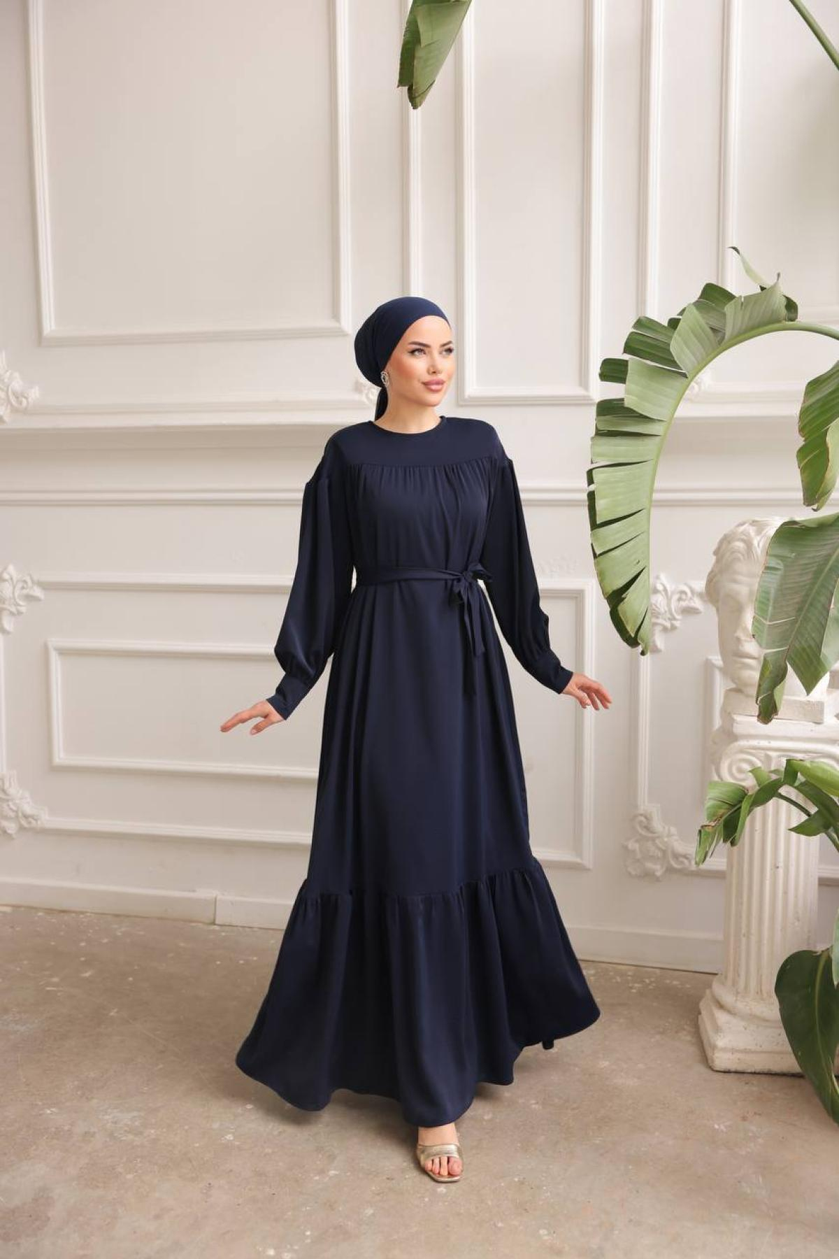 Women hijab maxi dress wholesale Navy color 695835
