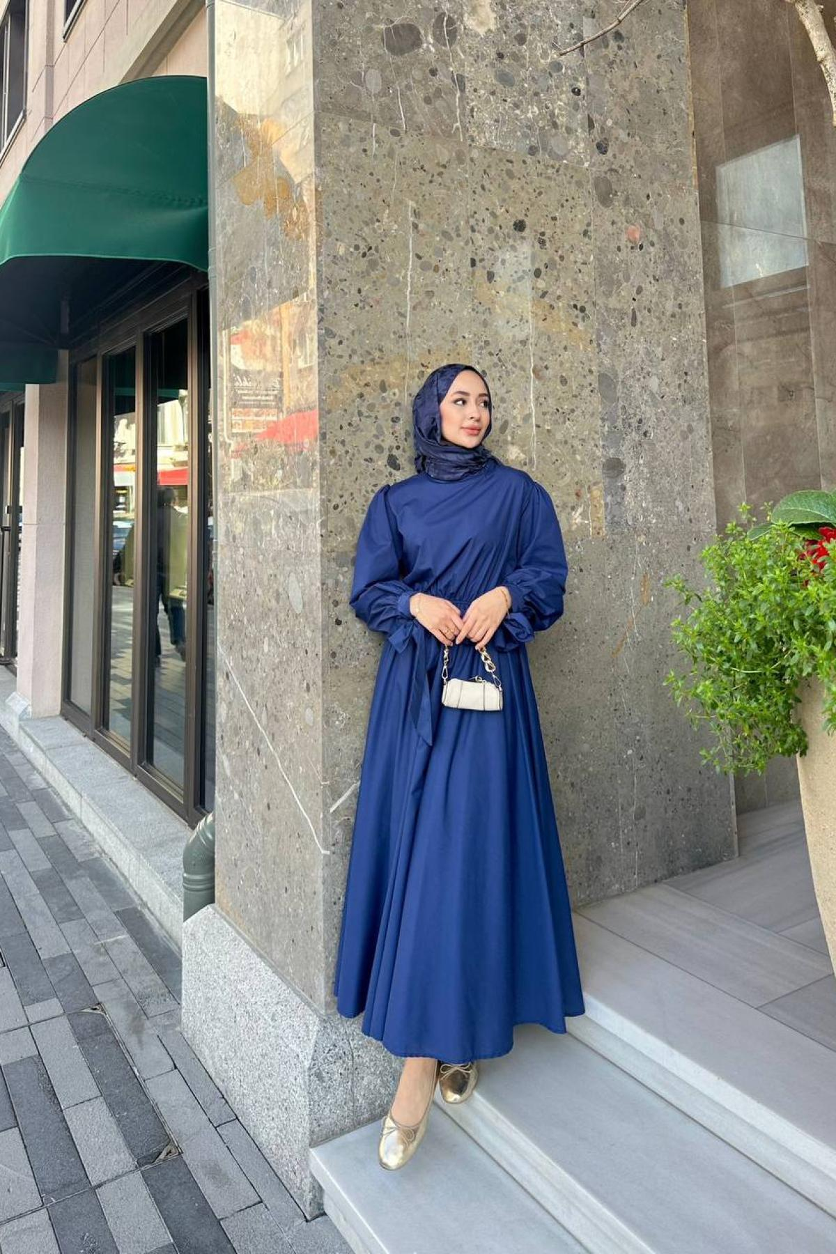 Women hijab maxi dress wholesale Navy color 695766