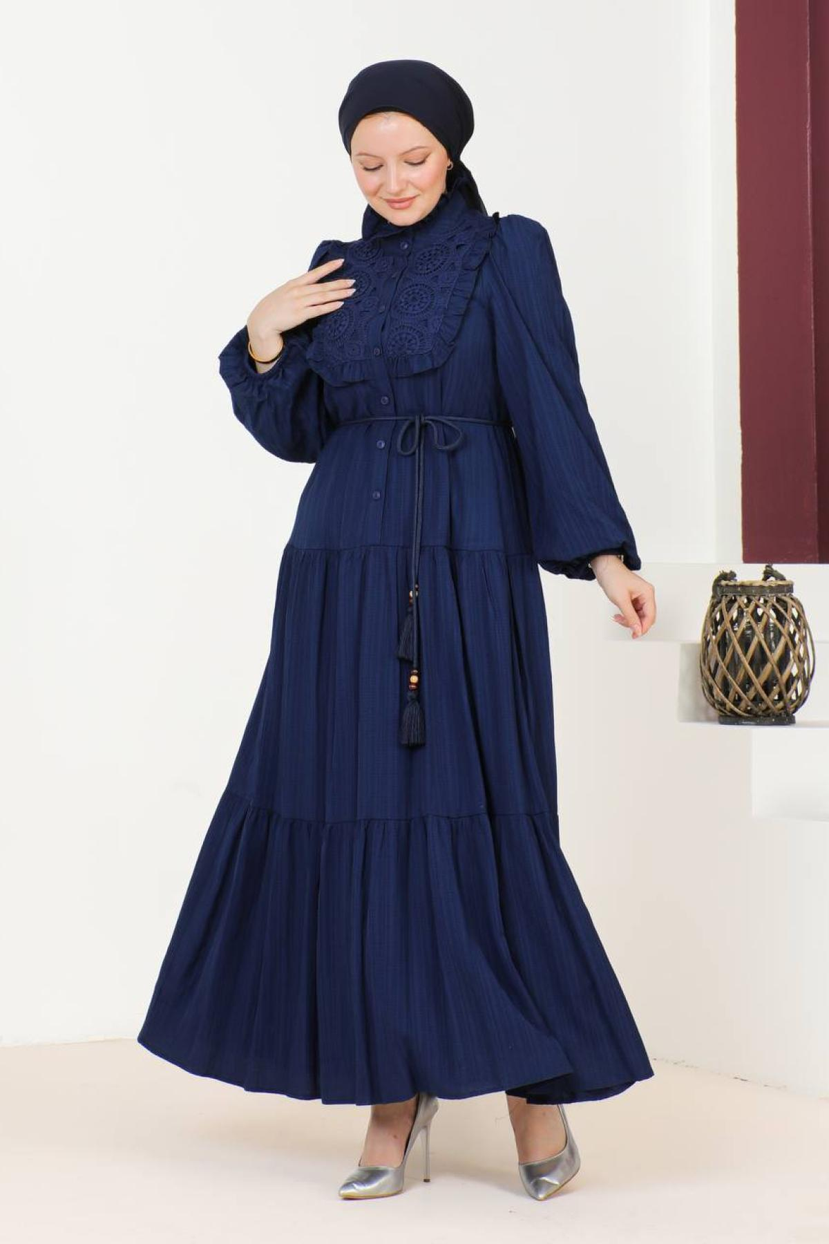 Women hijab maxi dress wholesale Navy color 695770