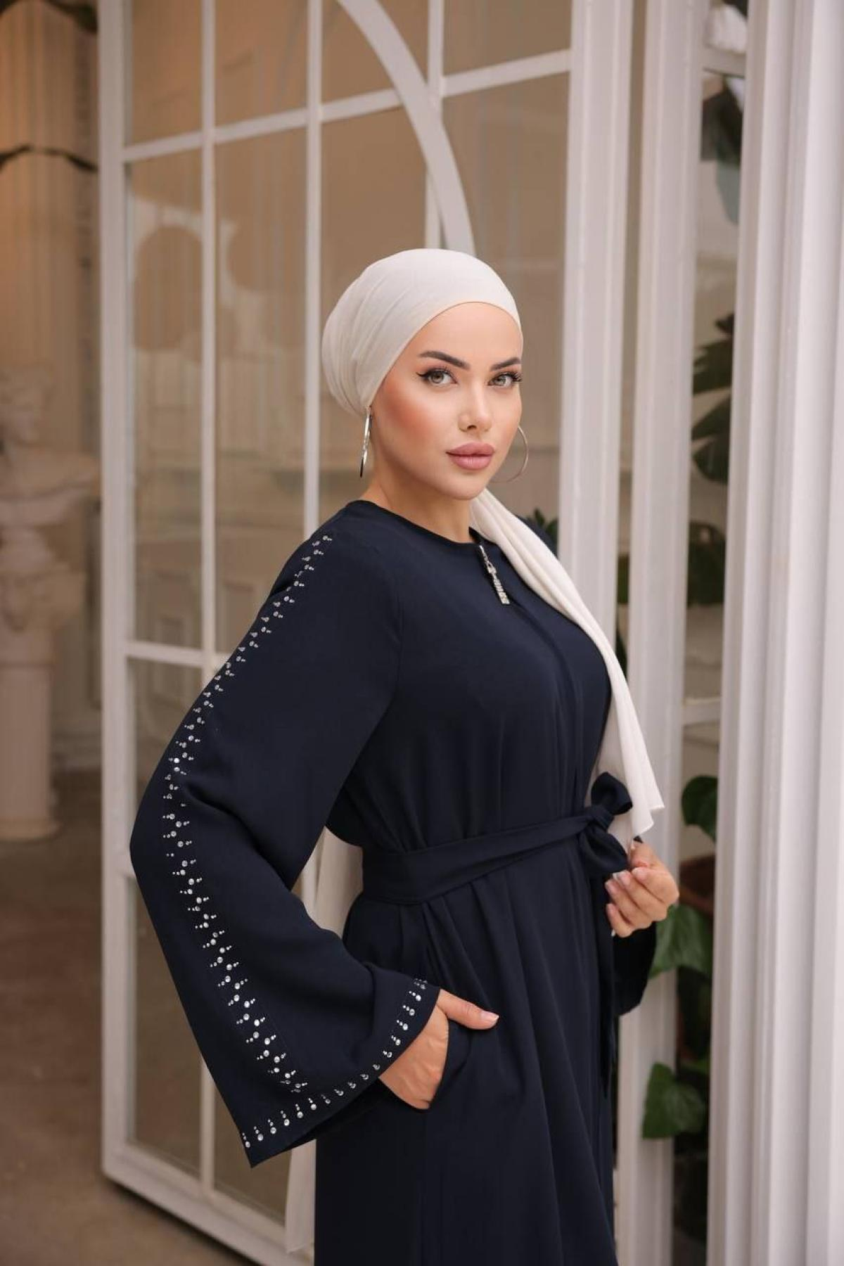Women hijab maxi dress wholesale Navy color 697410