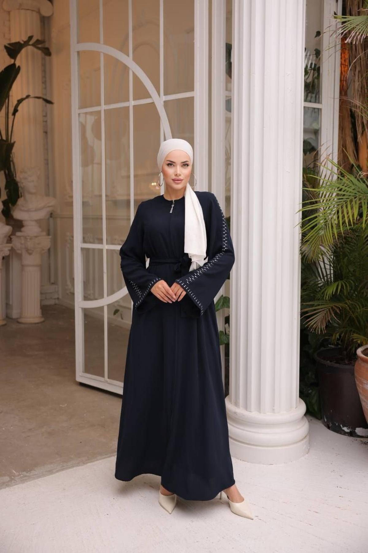 Women hijab maxi dress wholesale Navy color 697410