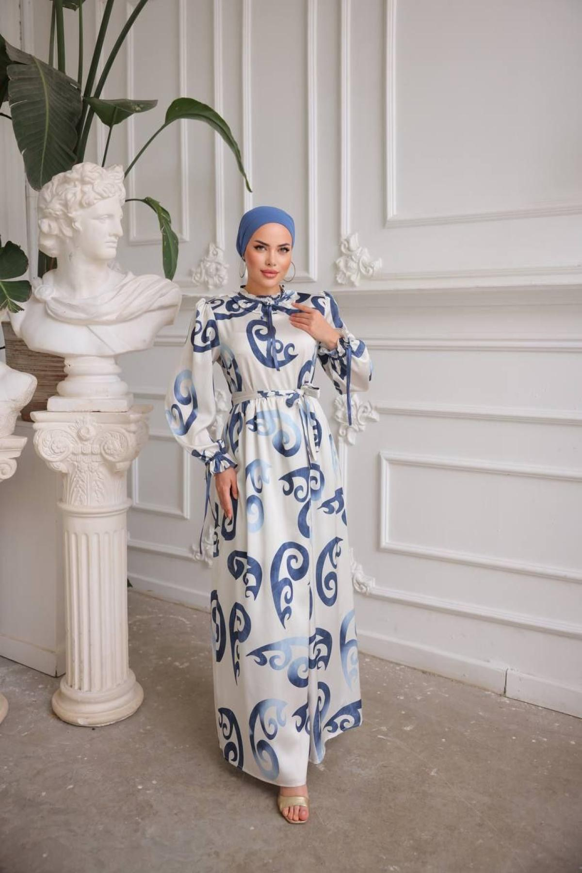 Women hijab maxi dress wholesale Navy color 697344