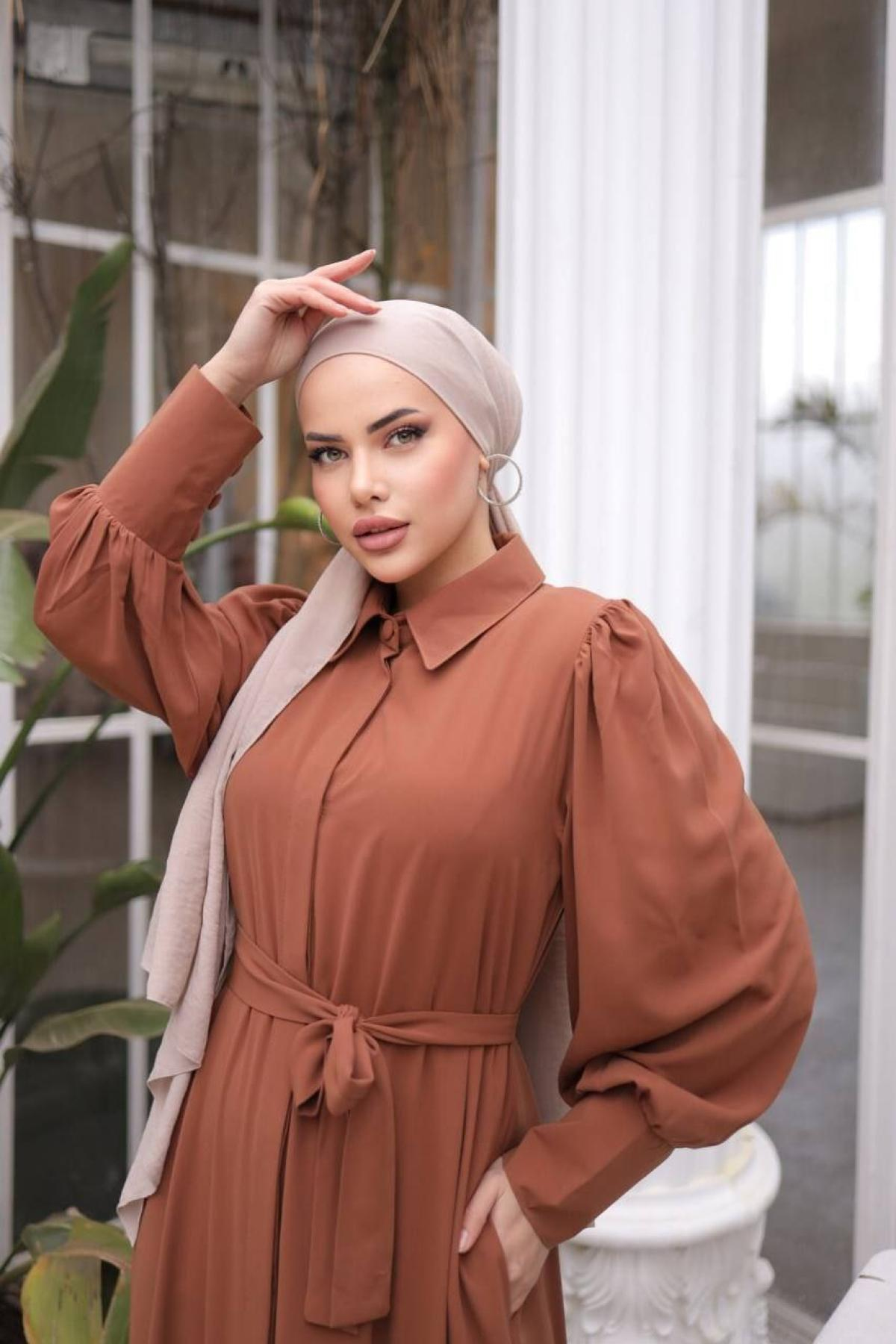 Women hijab maxi dress wholesale Orange color 697368