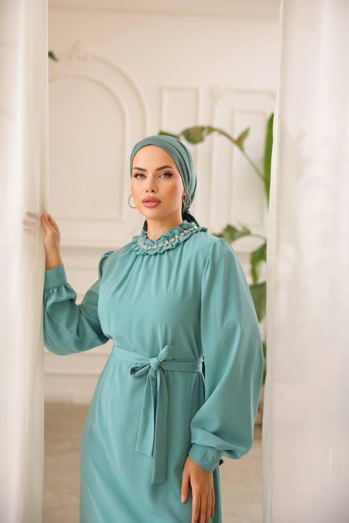 Women hijab maxi dress wholesale Pale Mint color 695820