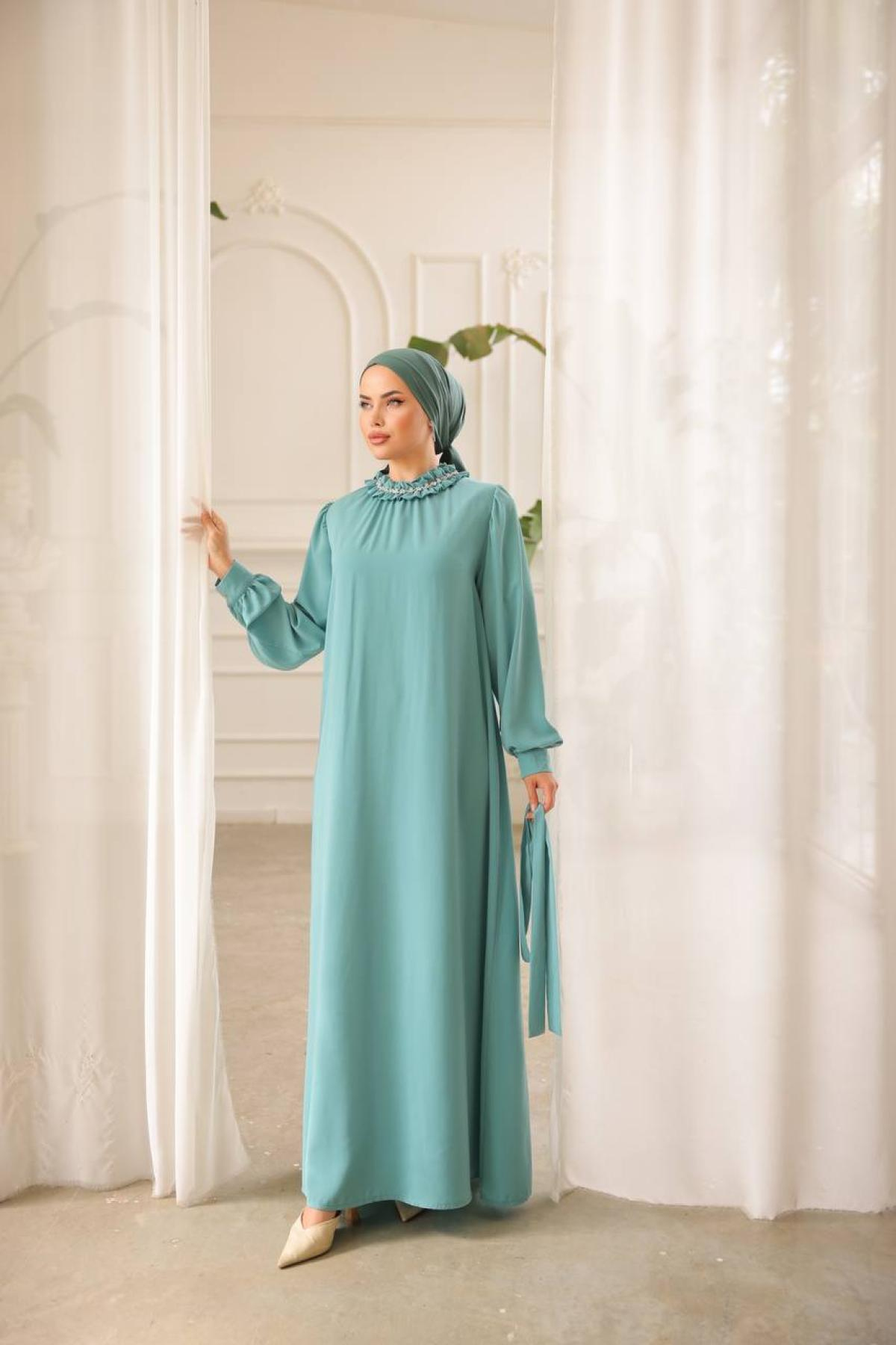 Women hijab maxi dress wholesale Pale Mint color 695820
