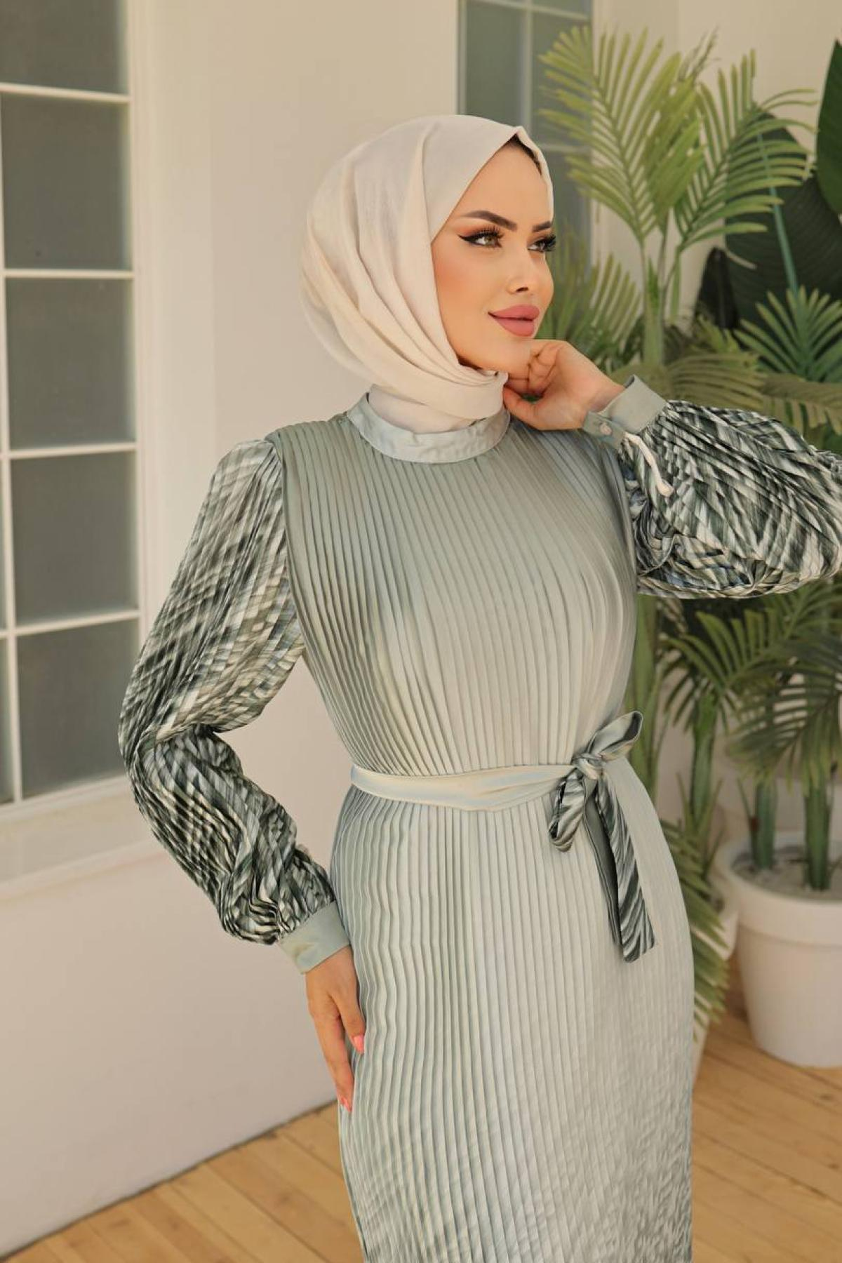 Women hijab maxi dress wholesale Pale Mint color 695982