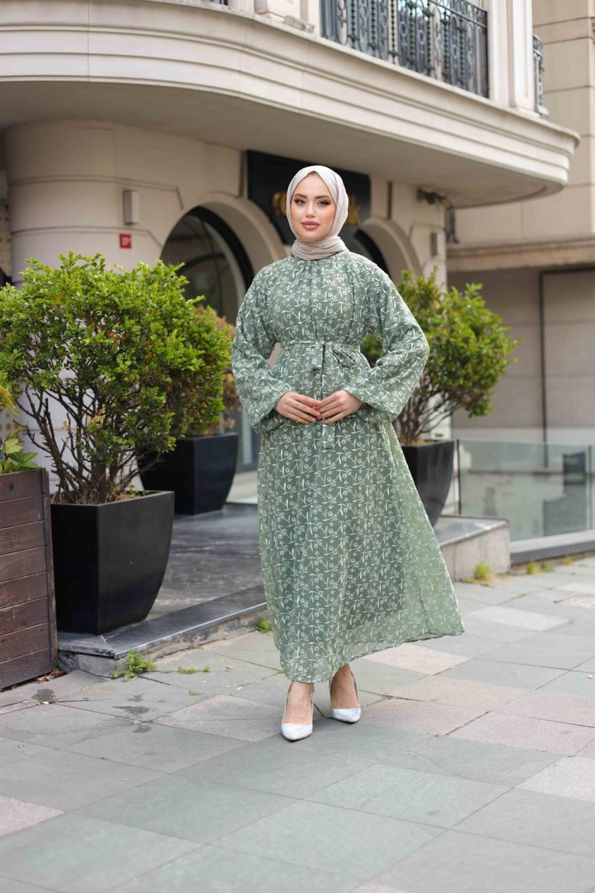 Women hijab maxi dress wholesale Pastel Mint color 695966