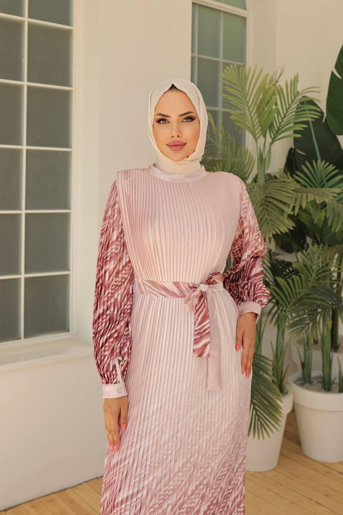Women hijab maxi dress wholesale Pink color 695981