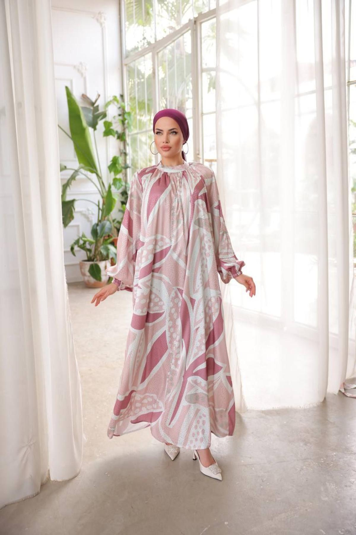Women hijab maxi dress wholesale Pink color 697351